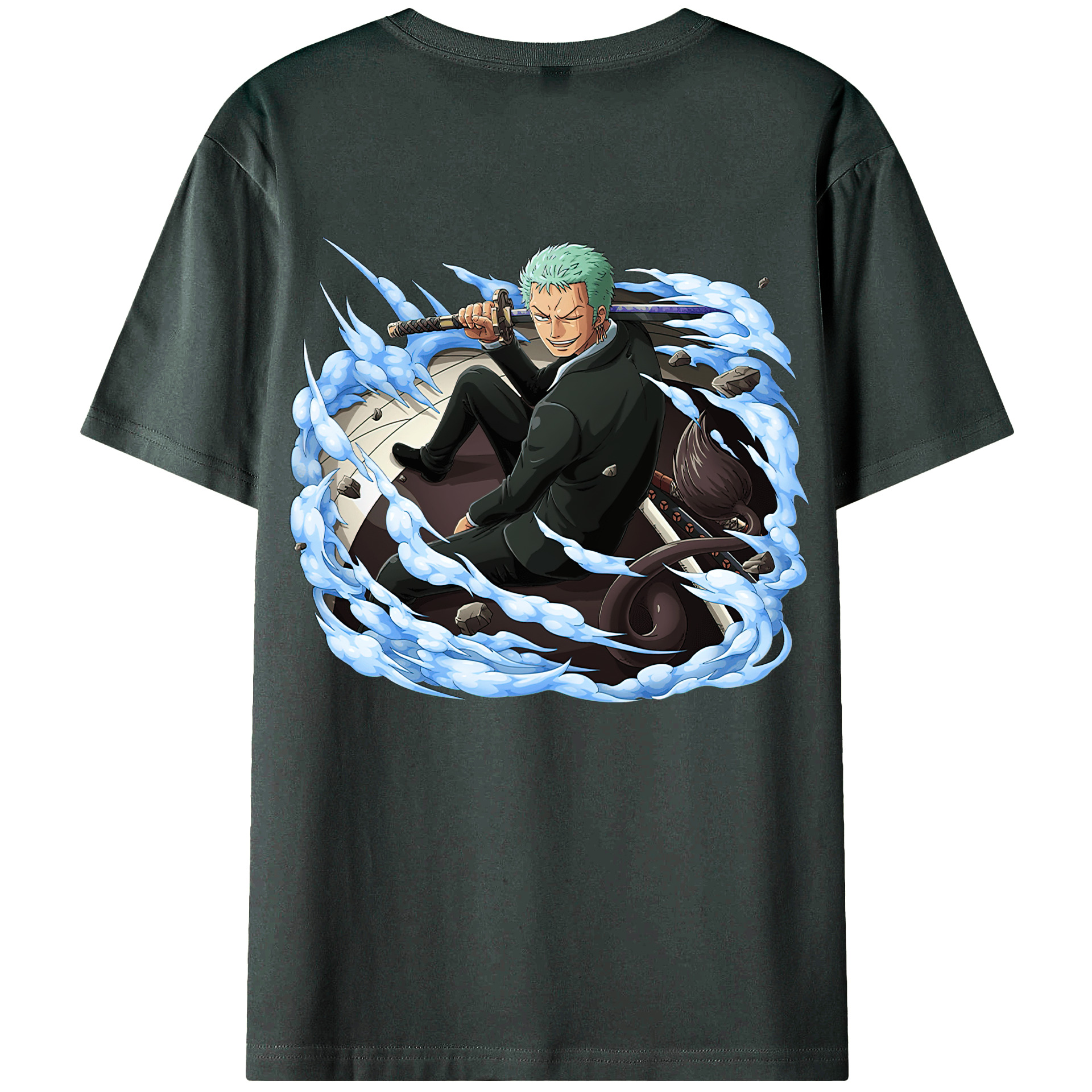 ワンピース ロロノア・ゾロ ONE PIECE Roronoa Zoro 綿100％ メンズ半袖Tシャツ（バックプリント） 通気性